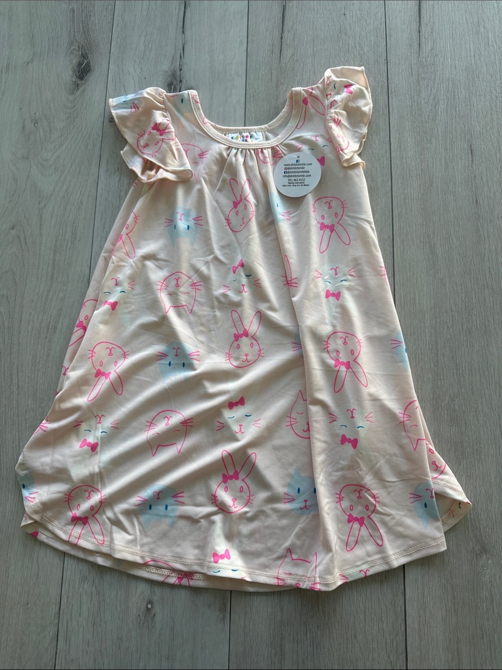 Dot Dot Smile Swing Dress with Cap Sleeves Bunnies and Cats 3/4 NWT